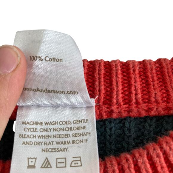 Kids Hanna Anderson Red Green Striped Cotton Knit Kidcore Colorful Sweater Sz 12 - Picture 11 of 16